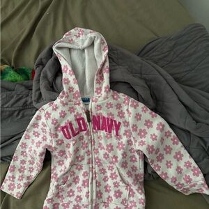 Old Navy Pink and White Floral Hoodie Sweatshirt